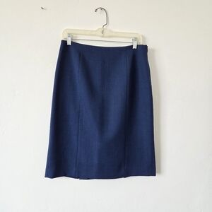 Vintage Evan Picone Pencil Skirt Navy Blue Chambray Professional Preppy Office 6